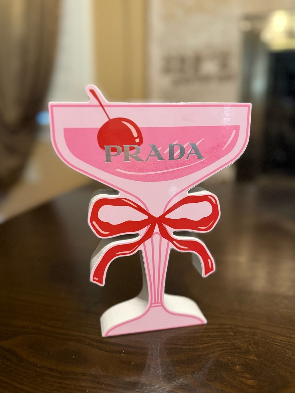 Prada Cherry on Top Coupe Glass Wood Decor NWT